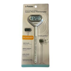 Polder Pivoting Screen Instant Read Thermometerr White Large Backlit Display New